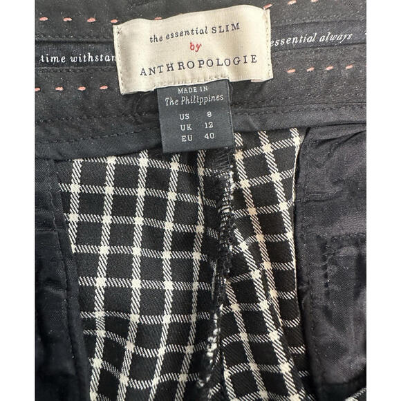 Anthropologie Essential Slim Womens 8 Black White Plaid Print Cropped Pants NWT - Picture 8 of 9